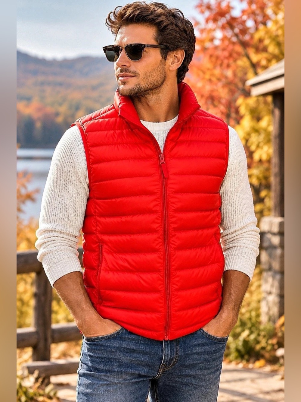 UNIQLO Ultra Light Down Vest Mens M Red Packable Lightweight Puffer